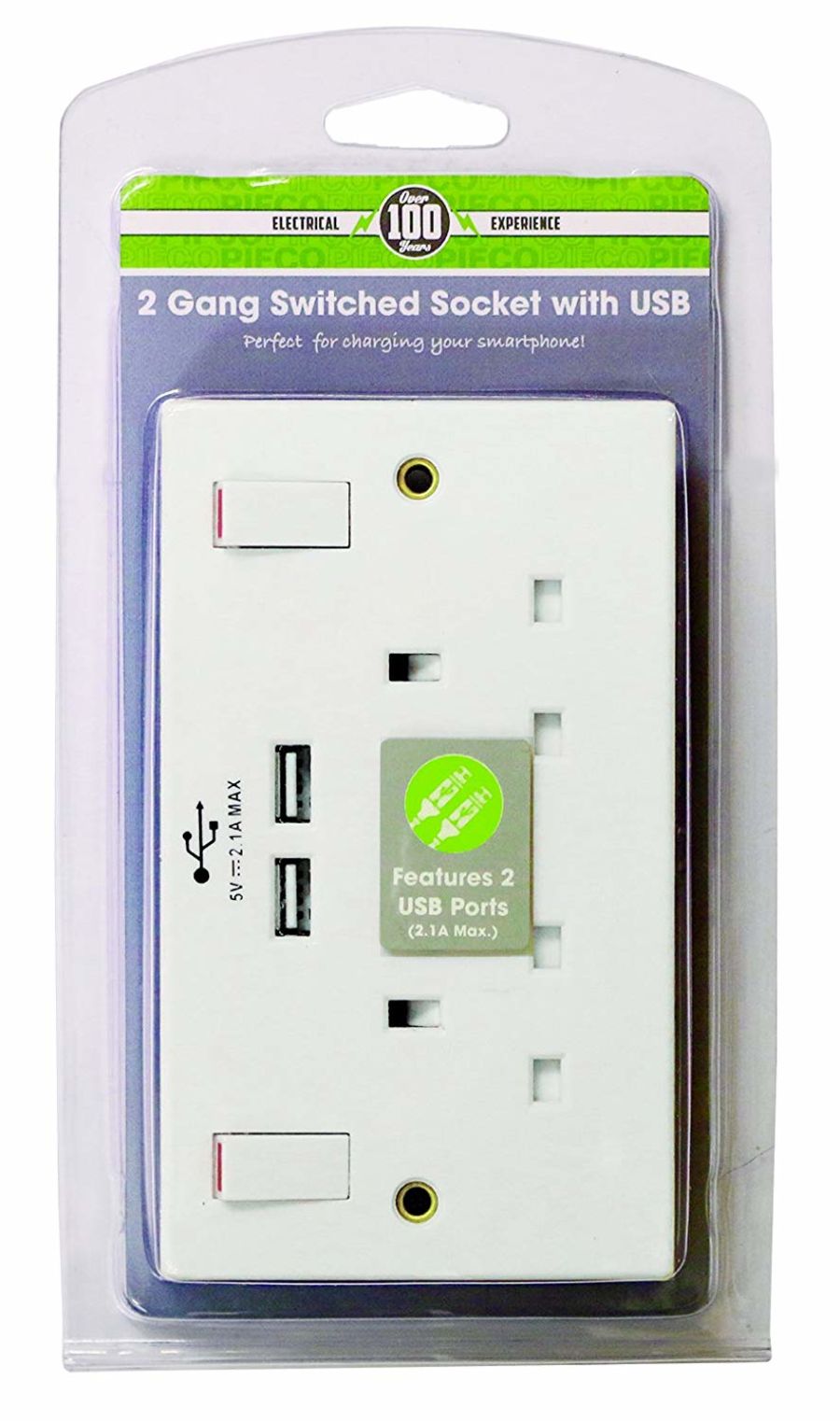 PIFCO_White_Double_Switched_Socket___2_Gang_With_Usb_Ports_Charger