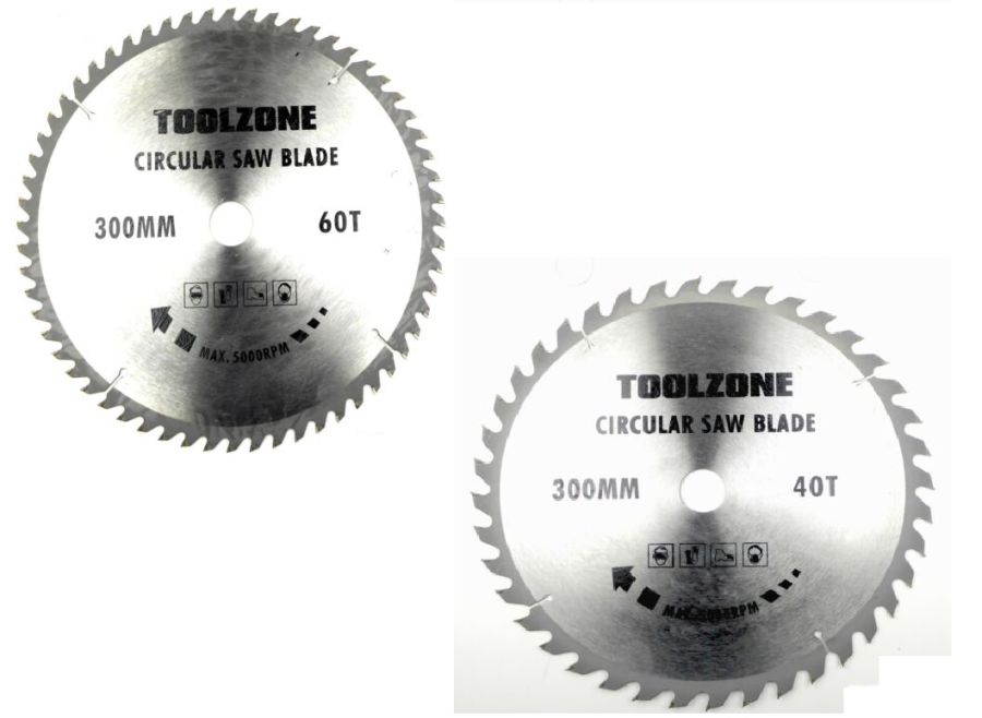 Toolzone PA027 TCT Circular Saw Blades 2Pc 300mm 40 and 60 Teeth