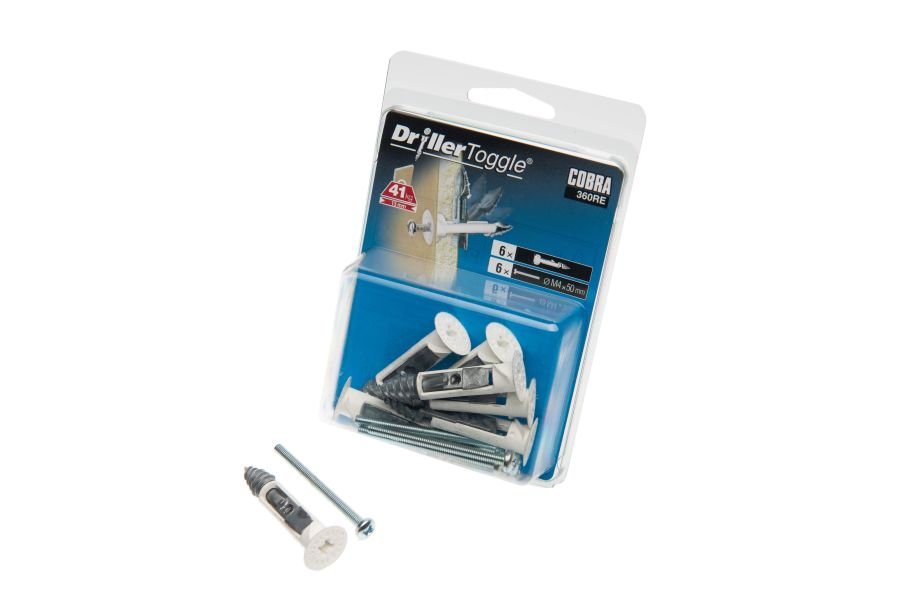Cobra fittings DrillerToggle M4 c/w 50mm Bolt, Pack of 6