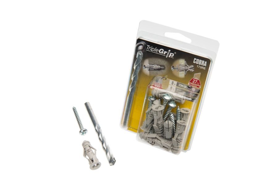Cobra Triple Grip 6mm Grey with screws, pack of 8