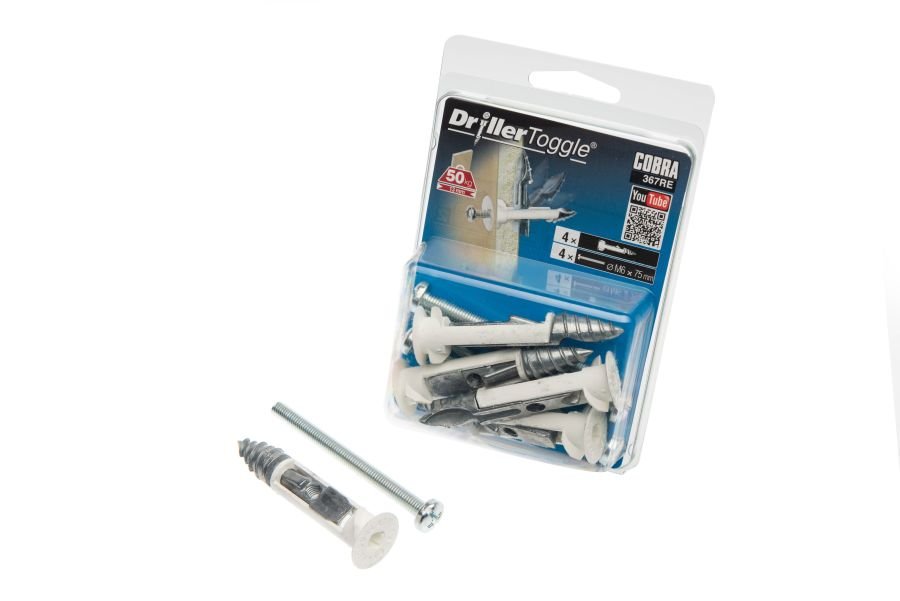 Cobra DrillerToggle M6 c/w 75mm Bolt, pack of 4