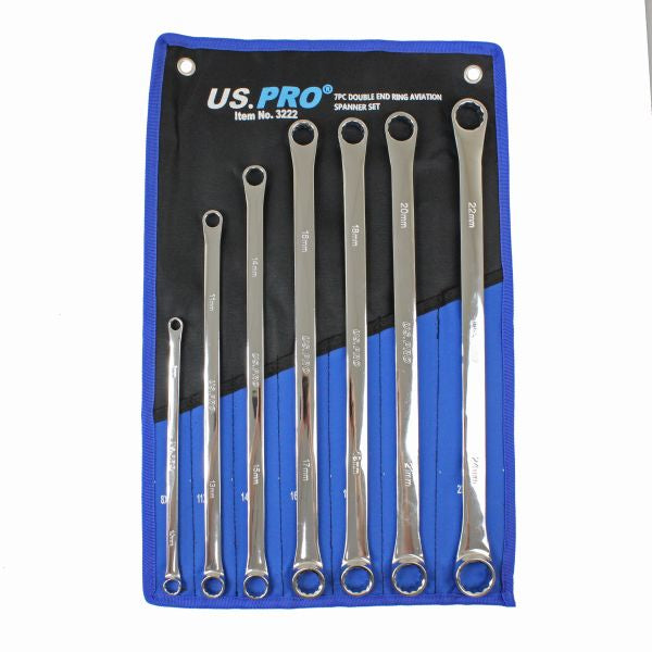 US PRO 3222 7pc Double End Ring Aviation Spanner Set