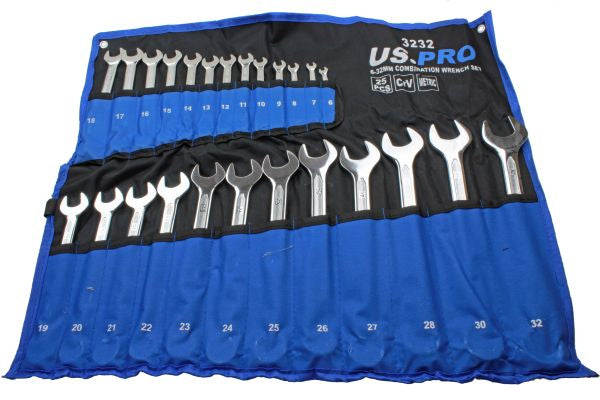 US PRO 3232 25pc Metric Combination Wrench Set 6-32mm