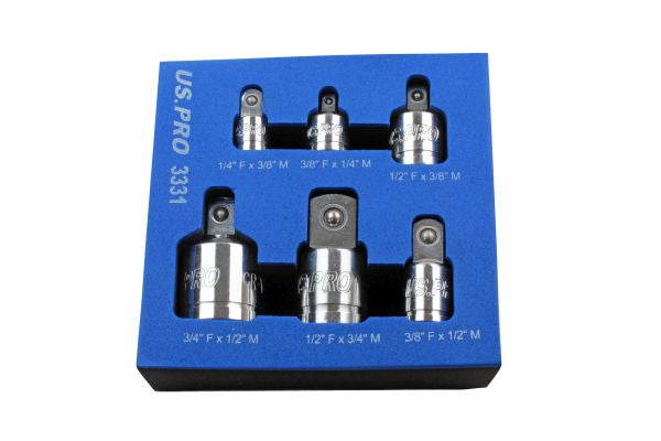 US PRO 3331 6pc Socket Adapter Set 1/4", 3/8", 1/2" & 3/4"