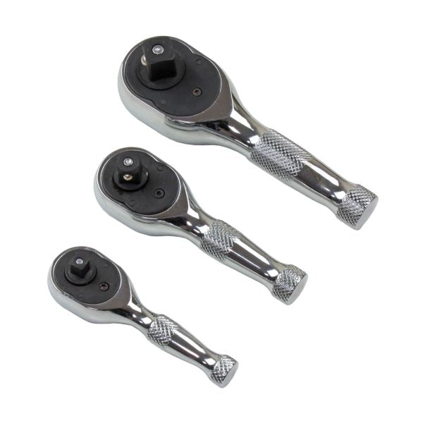 US PRO 4129 3 pieces Stubby Ratchet Handle Set, chrome