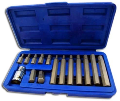 Toolzone HX036  HX036 1/2-Inch Dr Hex Bits with Socket in Case-Black (15-Piece) Set
