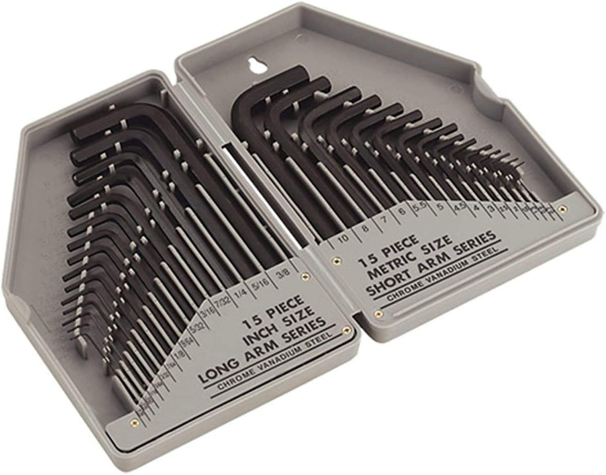 Allen Key Set 30pc Metric & Imperial Hex Keys Hexagon Wrenches c/w Storage Case