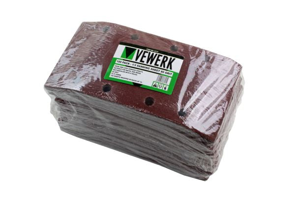 Vewerk 8177 100 Pack - 1/3 Sanding Sheet 80 Grit
