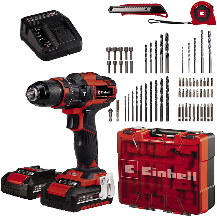 Einhell TE-CD 18/2 Li 18-Volt Power X-Change Cordless Drill Workshop Power  Tool Kit, 3/8-Inch, W/ 1.5-Ah Battery