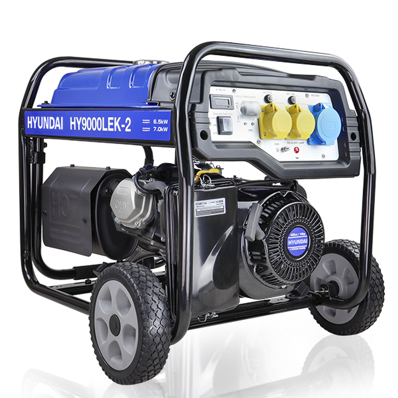 Hyundai-HY9000LEK-2-Recoil-and-Electric-Start-Site-Petrol-Generator,-7kW-/-8.75kVa