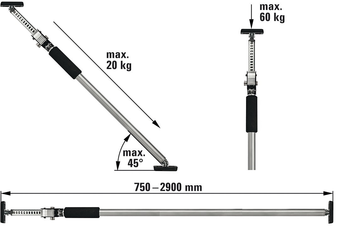 Bessey Telescopic drywall support ST250, 1450mm-2500mm