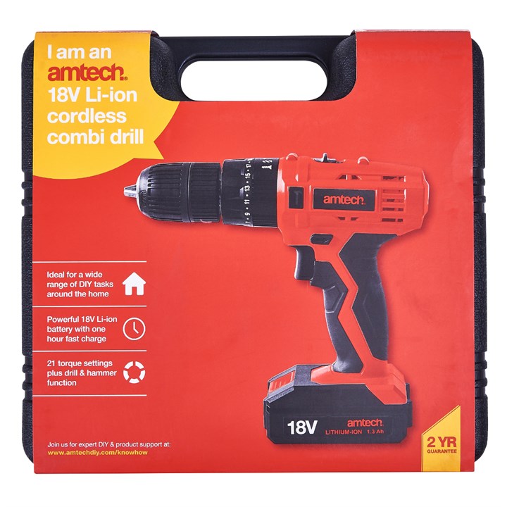 Amtech V6515 18V Li-Ion Cordless Combi Drill