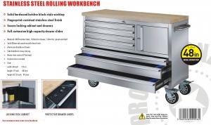 Neilsen CT1996 Heavy duty 48 inch Stainless Steel Rolling Workbench