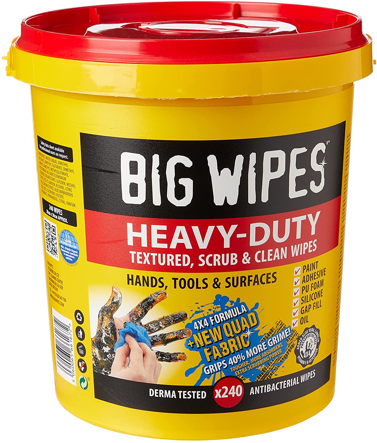 Big Wipes 4x4-inch heavy-duty wipes textured, scrub and clean wipes, 240 pack