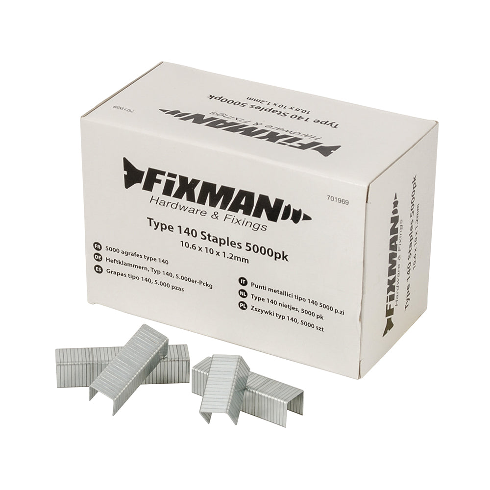 Fixman 701969 Type 140 Staples 5000pk 10.55 x 10 x 1.26mm