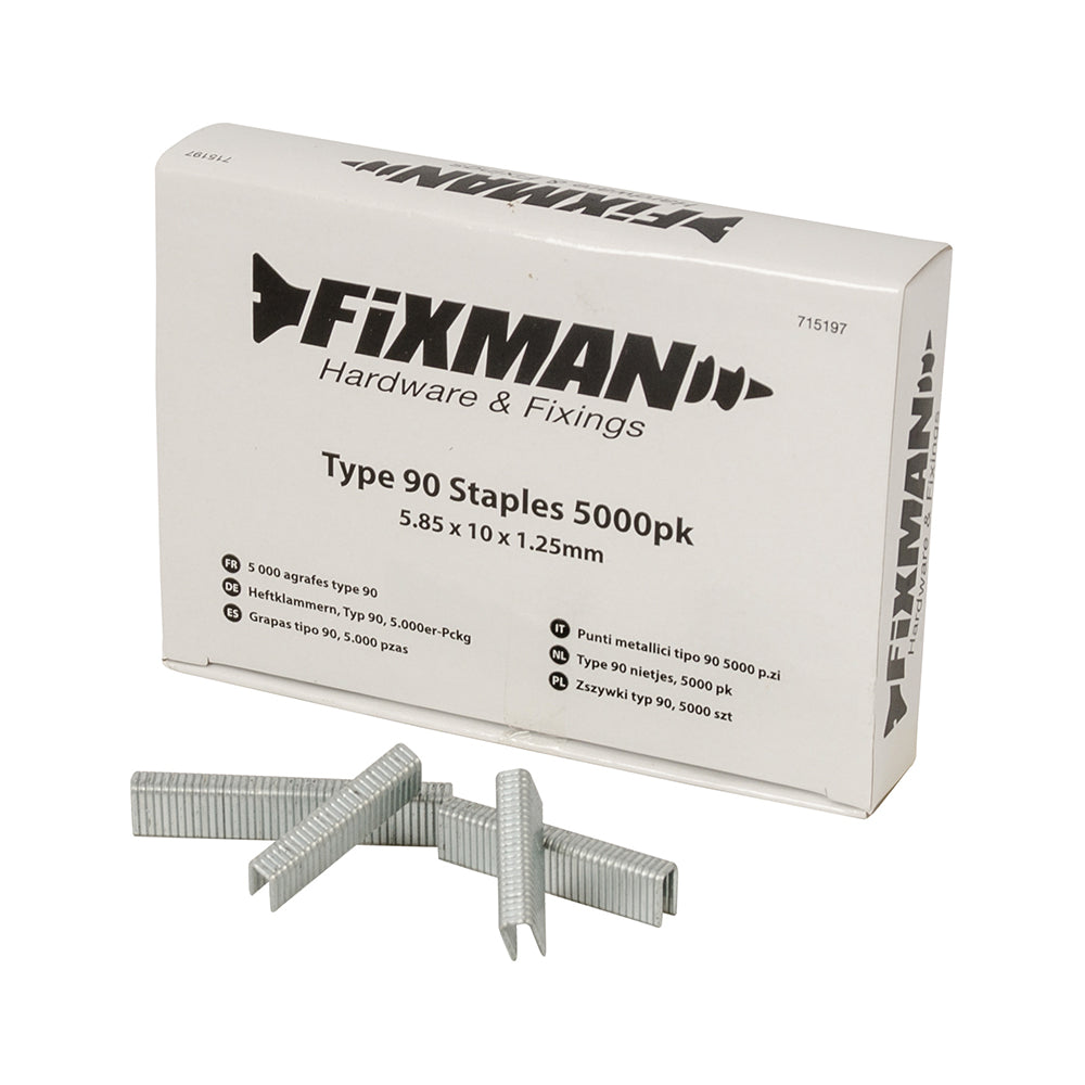 Fixman 715197 Type 90 Staples 5000pk 5.80 x 10 x 1.25mm