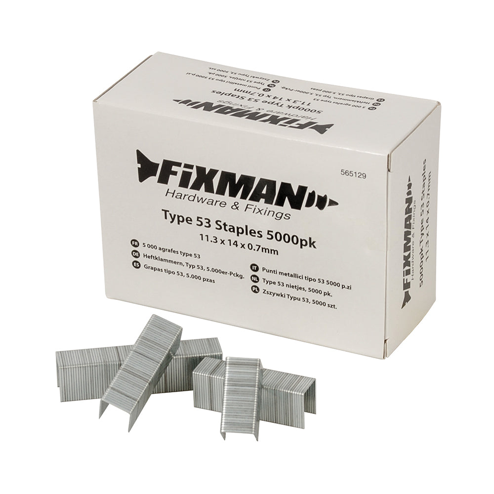 Fixman 565129 Type 53 Staples 5000pk 11.25 x 14 x 0.75mm