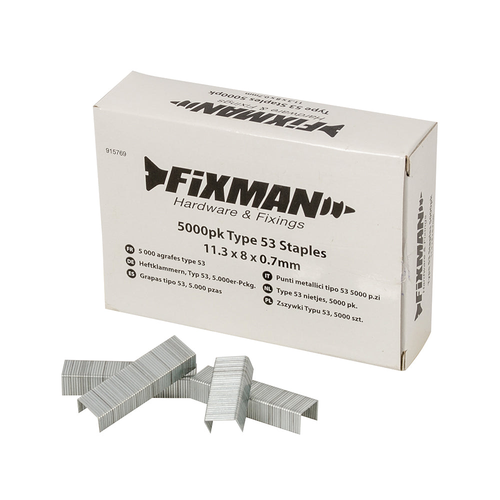 Fixman 915769 Type 53 Staples 5000pk 11.25 x 8 x 0.75mm