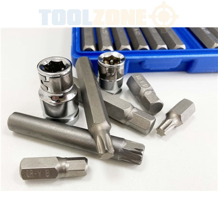 Toolzone 40Pc Hex/ Torx/ Spline Bits In Case - 4, 5, 6, 7, 8, 10 and 12mm - T20, T25, T30, T40, T45, T50, T55