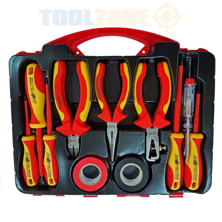 Toolzone 11Pc Vde Electricians Tool Kit, Screwdrivers, Plier 6" Long Nose, Side Cut & Wire Stripper.